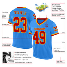 Load image into Gallery viewer, Custom Powder Blue Red-Gold Mesh Authentic Throwback Football Jersey
