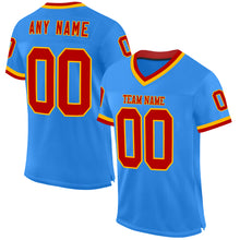 Load image into Gallery viewer, Custom Powder Blue Red-Gold Mesh Authentic Throwback Football Jersey
