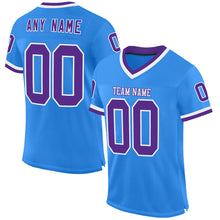 Load image into Gallery viewer, Custom Powder Blue Purple-White Mesh Authentic Throwback Football Jersey
