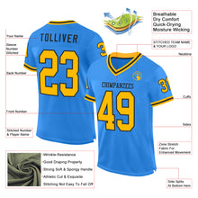 Load image into Gallery viewer, Custom Powder Blue Gold-Black Mesh Authentic Throwback Football Jersey
