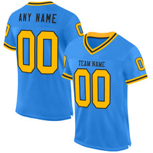 Load image into Gallery viewer, Custom Powder Blue Gold-Black Mesh Authentic Throwback Football Jersey
