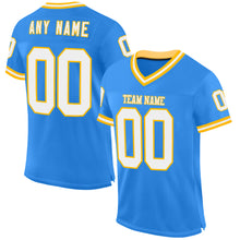 Load image into Gallery viewer, Custom Powder Blue White-Gold Mesh Authentic Throwback Football Jersey
