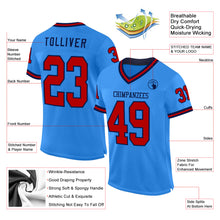 Load image into Gallery viewer, Custom Powder Blue Red-Navy Mesh Authentic Throwback Football Jersey
