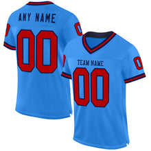 Load image into Gallery viewer, Custom Powder Blue Red-Navy Mesh Authentic Throwback Football Jersey
