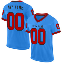 Load image into Gallery viewer, Custom Powder Blue Red-Black Mesh Authentic Throwback Football Jersey
