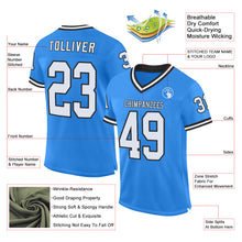 Load image into Gallery viewer, Custom Powder Blue White-Black Mesh Authentic Throwback Football Jersey
