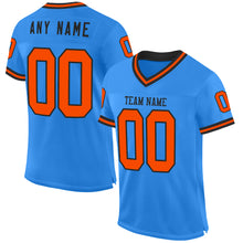 Load image into Gallery viewer, Custom Powder Blue Orange-Black Mesh Authentic Throwback Football Jersey
