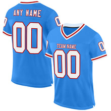 Load image into Gallery viewer, Custom Powder Blue White-Red Mesh Authentic Throwback Football Jersey
