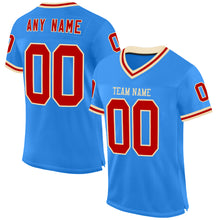 Load image into Gallery viewer, Custom Powder Blue Red-Cream Mesh Authentic Throwback Football Jersey
