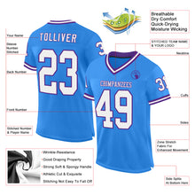 Load image into Gallery viewer, Custom Powder Blue White-Purple Mesh Authentic Throwback Football Jersey
