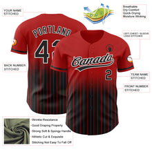 Load image into Gallery viewer, Custom Red Pinstripe Black-White Authentic Fade Fashion Baseball Jersey
