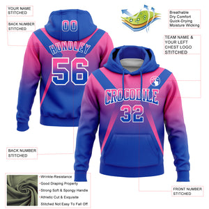 Custom Stitched Pink Thunder Blue-White Fade Fashion Arrow Sports Pullover Sweatshirt Hoodie