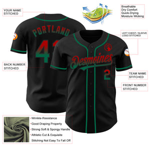 Custom Black Red-Kelly Green Authentic Fade Fashion Baseball Jersey