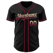 Load image into Gallery viewer, Custom Black Cream-Crimson Authentic Fade Fashion Baseball Jersey
