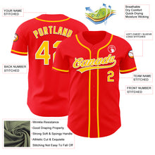 Load image into Gallery viewer, Custom Fire Red Yellow-White Authentic Baseball Jersey
