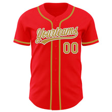 Load image into Gallery viewer, Custom Fire Red Old Gold-White Authentic Baseball Jersey
