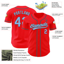 Load image into Gallery viewer, Custom Fire Red Light Blue-Steel Gray Authentic Baseball Jersey
