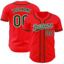 Load image into Gallery viewer, Custom Fire Red Green-White Authentic Baseball Jersey
