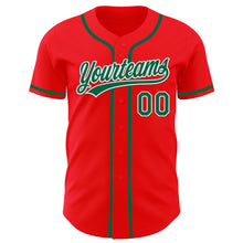 Load image into Gallery viewer, Custom Fire Red Kelly Green-White Authentic Baseball Jersey
