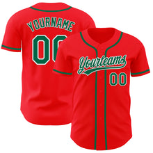 Load image into Gallery viewer, Custom Fire Red Kelly Green-White Authentic Baseball Jersey
