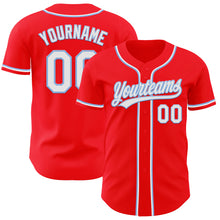 Load image into Gallery viewer, Custom Fire Red White-Light Blue Authentic Baseball Jersey
