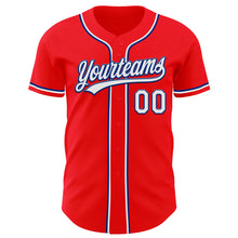 Load image into Gallery viewer, Custom Fire Red White-Royal Authentic Baseball Jersey
