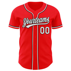 Custom Fire Red White-Black Authentic Baseball Jersey