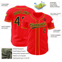 Load image into Gallery viewer, Custom Fire Red Black-Yellow Authentic Baseball Jersey
