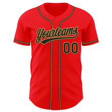 Load image into Gallery viewer, Custom Fire Red Black-Old Gold Authentic Baseball Jersey
