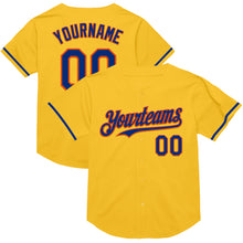 Load image into Gallery viewer, Custom Gold Royal-Orange Mesh Authentic Throwback Baseball Jersey
