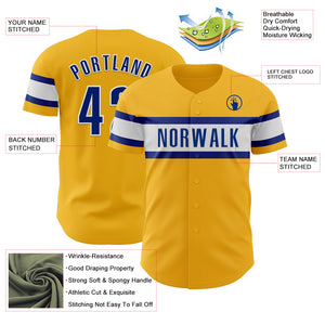 Custom Gold Royal-White Authentic Baseball Jersey