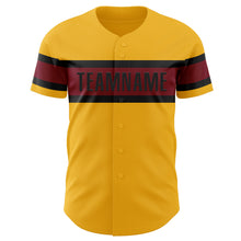 Load image into Gallery viewer, Custom Gold Crimson-Black Authentic Baseball Jersey
