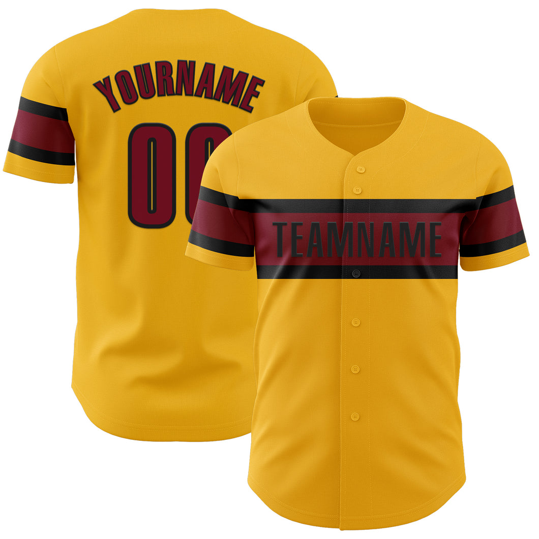 Custom Gold Crimson-Black Authentic Baseball Jersey