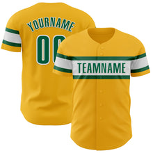 Load image into Gallery viewer, Custom Gold Kelly Green-White Authentic Baseball Jersey
