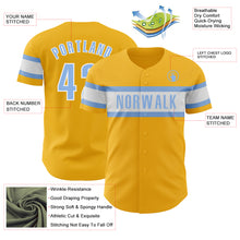 Load image into Gallery viewer, Custom Gold Light Blue-White Authentic Baseball Jersey
