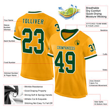 Load image into Gallery viewer, Custom Gold Green-White Mesh Authentic Throwback Football Jersey
