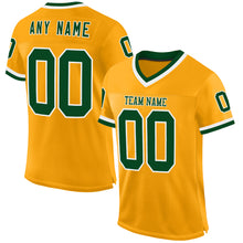 Load image into Gallery viewer, Custom Gold Green-White Mesh Authentic Throwback Football Jersey
