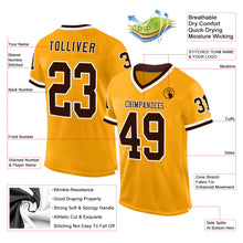 Load image into Gallery viewer, Custom Gold Brown-White Mesh Authentic Throwback Football Jersey
