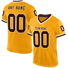 Load image into Gallery viewer, Custom Gold Brown-White Mesh Authentic Throwback Football Jersey
