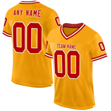 Load image into Gallery viewer, Custom Gold Red-White Mesh Authentic Throwback Football Jersey
