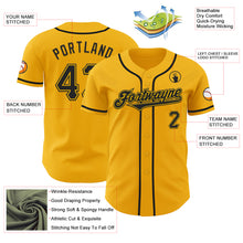 Load image into Gallery viewer, Custom Gold Black Authentic Baseball Jersey
