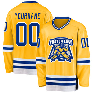 Custom Gold Royal-White Hockey Jersey