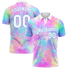 Load image into Gallery viewer, Custom Tie Dye White-Light Blue 3D Watercolor Performance Golf Polo Shirt
