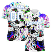 Load image into Gallery viewer, Custom Graffiti Pattern White-Light Blue 3D Splashes Performance Golf Polo Shirt
