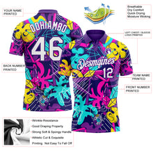 Load image into Gallery viewer, Custom Graffiti Pattern White-Purple 3D Performance Golf Polo Shirt
