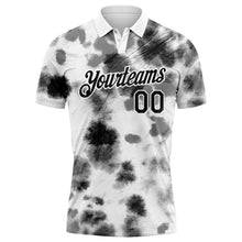 Load image into Gallery viewer, Custom Tie Dye Black-White 3D Performance Golf Polo Shirt
