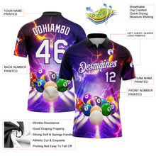 Load image into Gallery viewer, Custom Purple White-Black 3D Pattern Design Billiards Performance Polo Shirt
