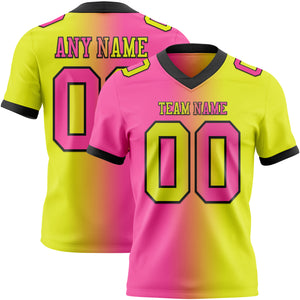 Custom Neon Yellow Pink-Black Mesh Authentic Gradient Fashion Football Jersey