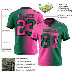 Custom Kelly Green Pink-Black Mesh Authentic Gradient Fashion Football Jersey