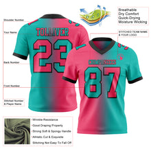 Load image into Gallery viewer, Custom Aqua Neon Pink-Black Mesh Authentic Gradient Fashion Football Jersey
